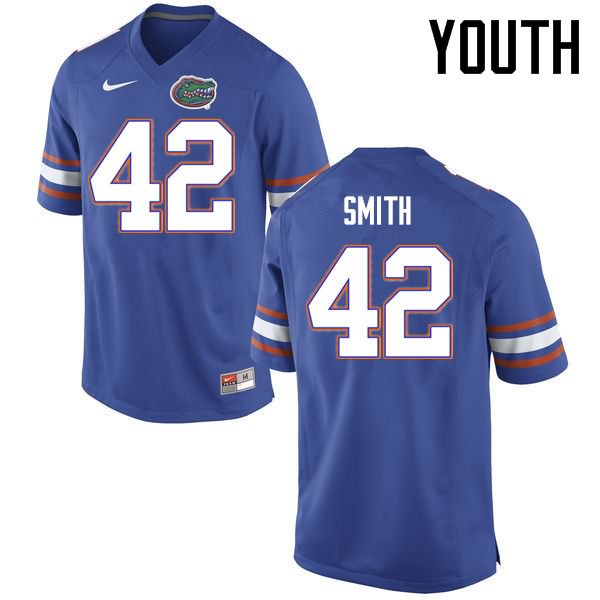 NCAA Florida Gators Jordan Smith Youth #42 Nike Blue Stitched Authentic College Football Jersey OCT5164XW